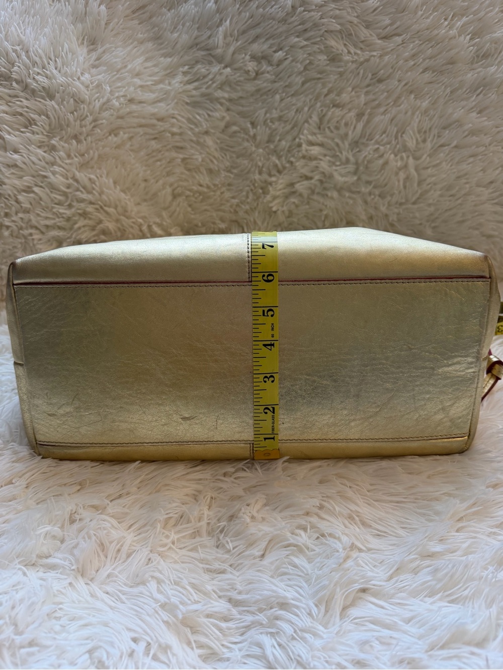 Dooney & Bourke Rare Metallic Gold Leather w/ Drawstring Shoulder Bag - Picture 5 of 15